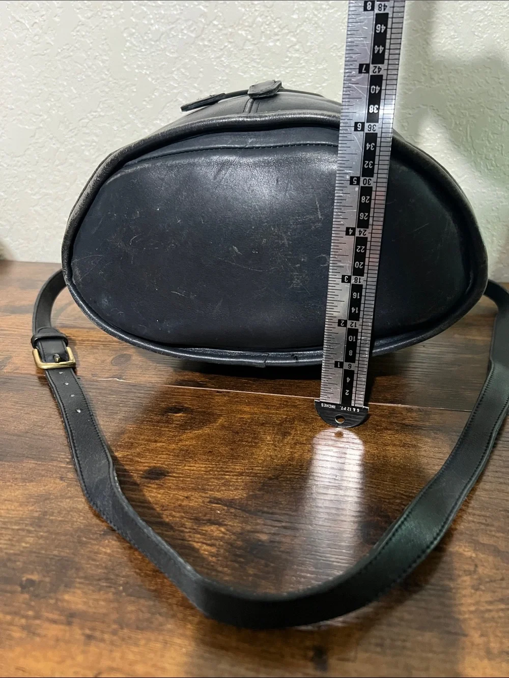 Very RARE Coach Black Leather Drawstring Hobo Bag